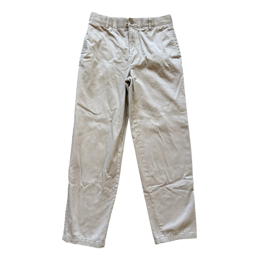 Lands End Kids Boys Tan Chino Pants Sz 20 Khaki Cotton Uniform School Adjustable
